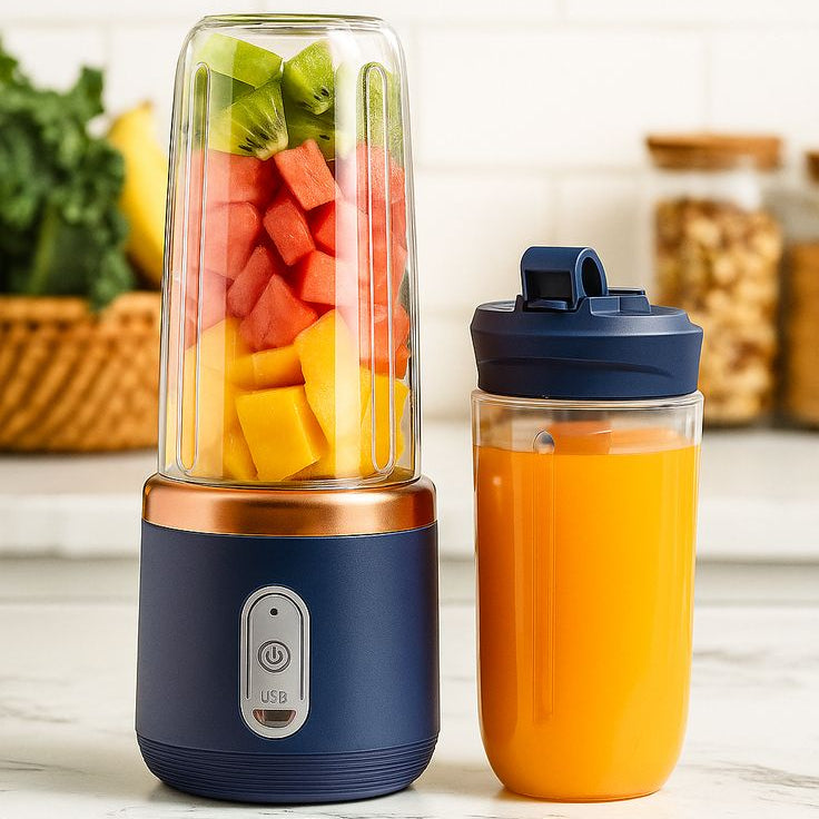 Portable Blender – USB Rechargeable Smoothie & Juice Maker (420ml, 6 Blades)